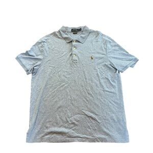 Polo Ralph Lauren Mens Large Blue Classic Fit Polo Shirt 3 button Preppy College